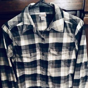 Women’s carhartt black white checked flannel shirt
